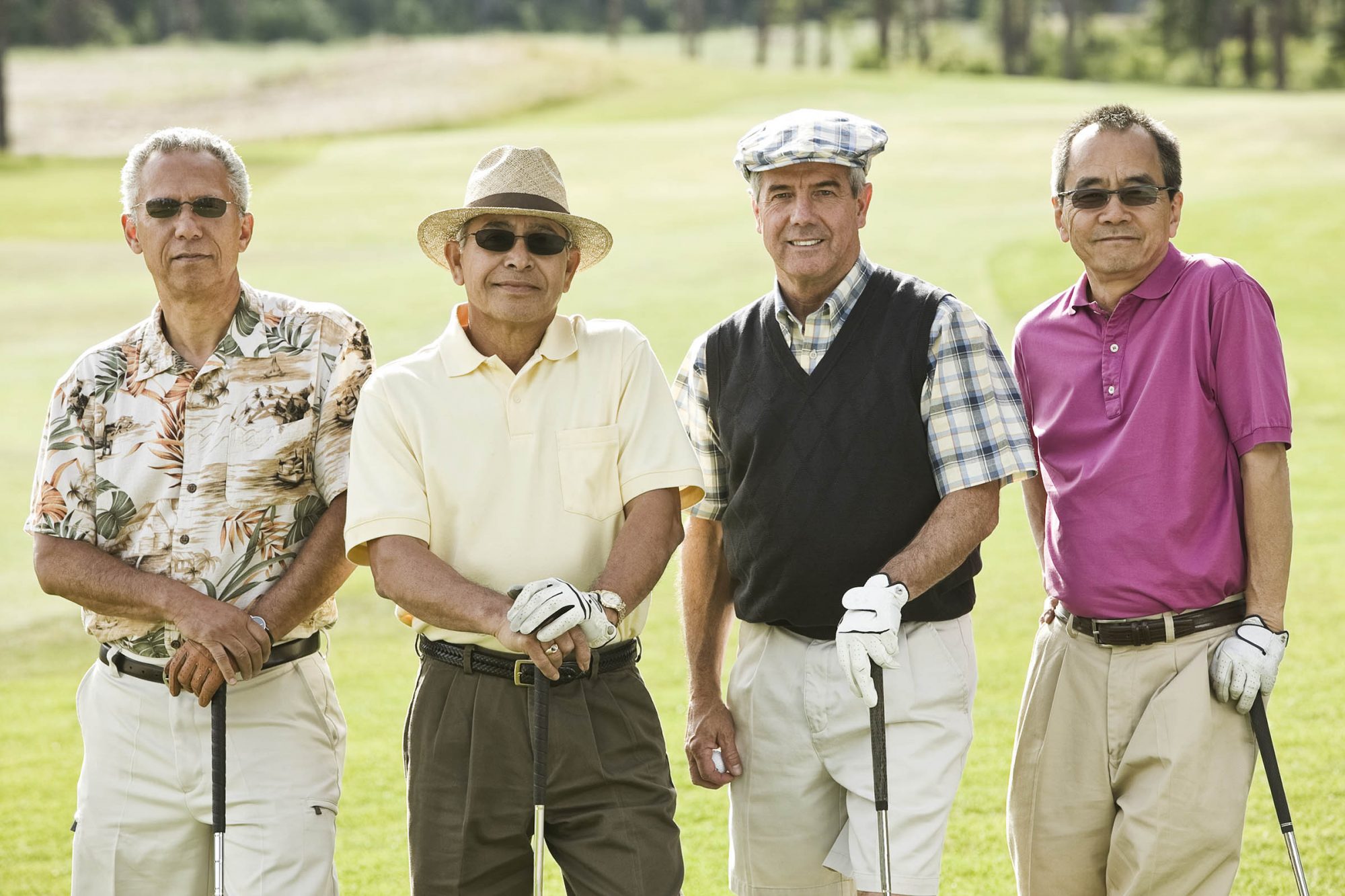 Friends golfing together.